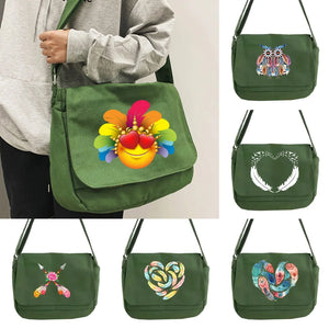 Japanese Multi-function Messenger Bag Feather Pattern Bags