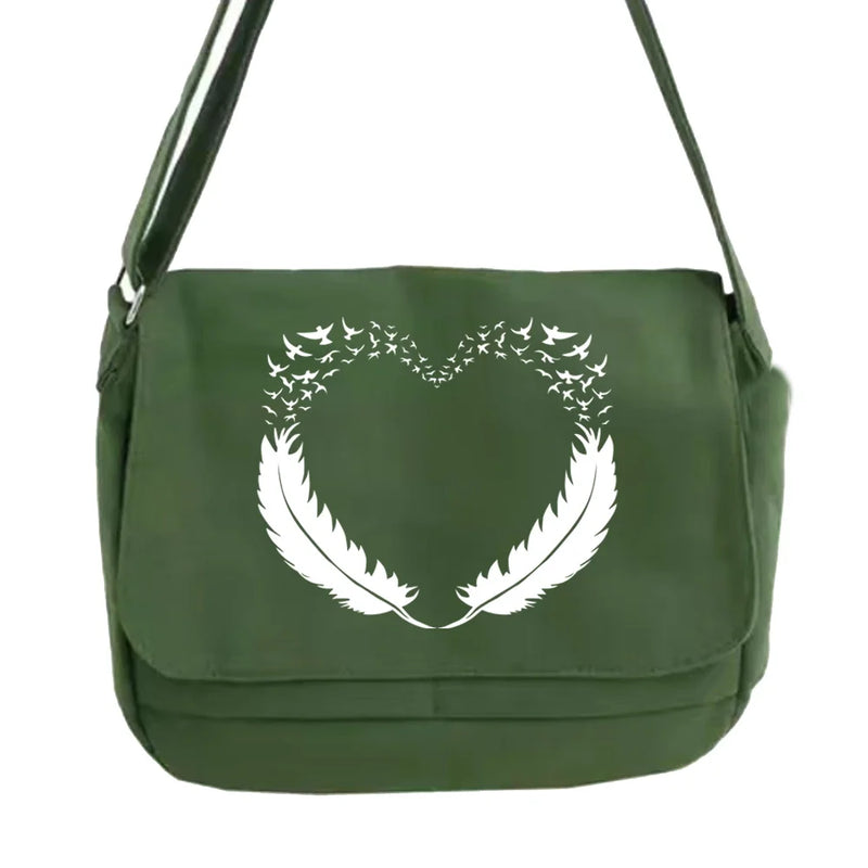 Japanese Multi-function Messenger Bag Feather Pattern Bags