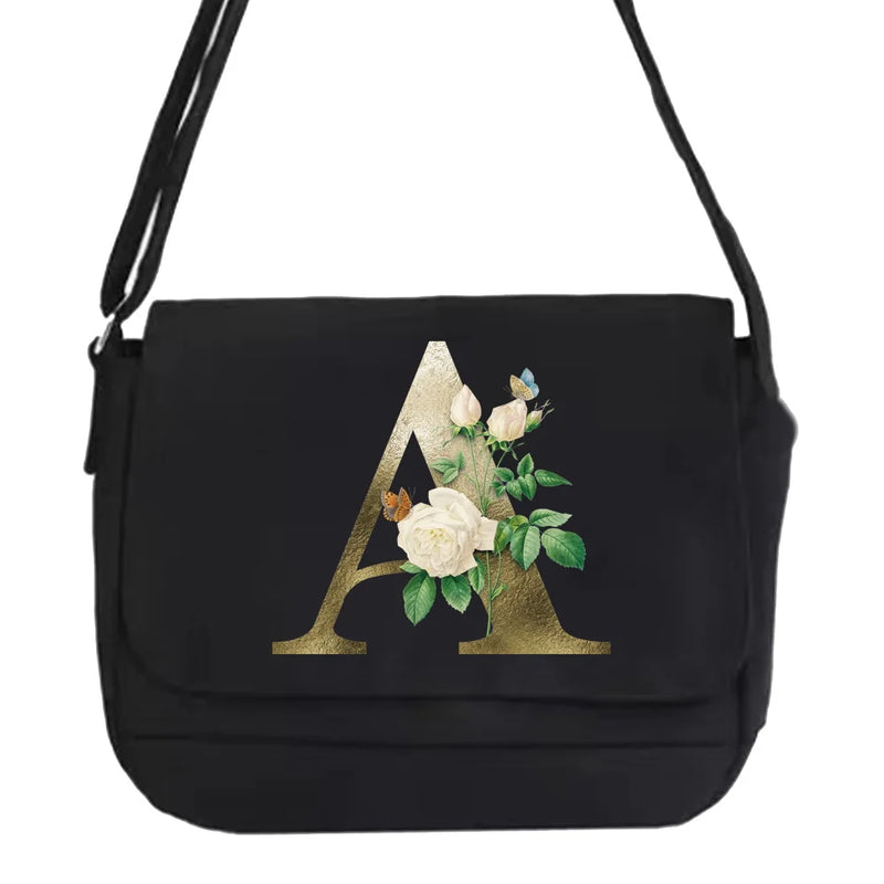 Leisure Multi-function Messenger Bag with Golden Flower Pattern