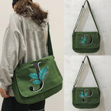 Golden Leaf Pattern Messenger Bag Women Students Portable Shoulder Bag