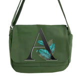Golden Leaf Pattern Messenger Bag Women Students Portable Shoulder Bag