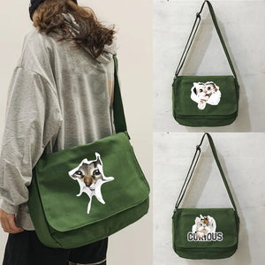 Youth Cat Pattern Messenger Bag Leisure Style