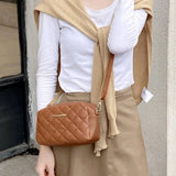 Plaid Embroidery Crossbody Bag for Women Large Capacity Shoulder Bag