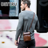 Leather Messenger Bag Men Shoulder Crossbody Small Male Flap Natural