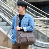 Men's PU Leather Messenger Bag Laptop Briefcase