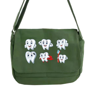 Multi-function Messenger Bag College Student Personality Teeth Pattern Bag