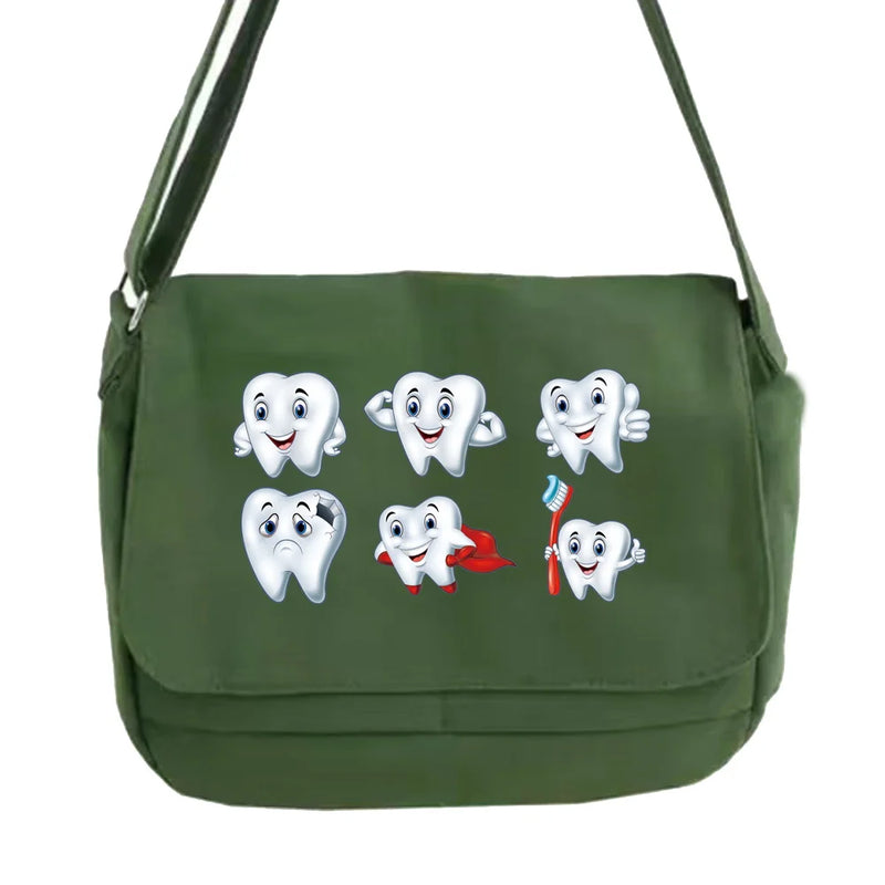 Multi-function Messenger Bag College Student Personality Teeth Pattern Bag