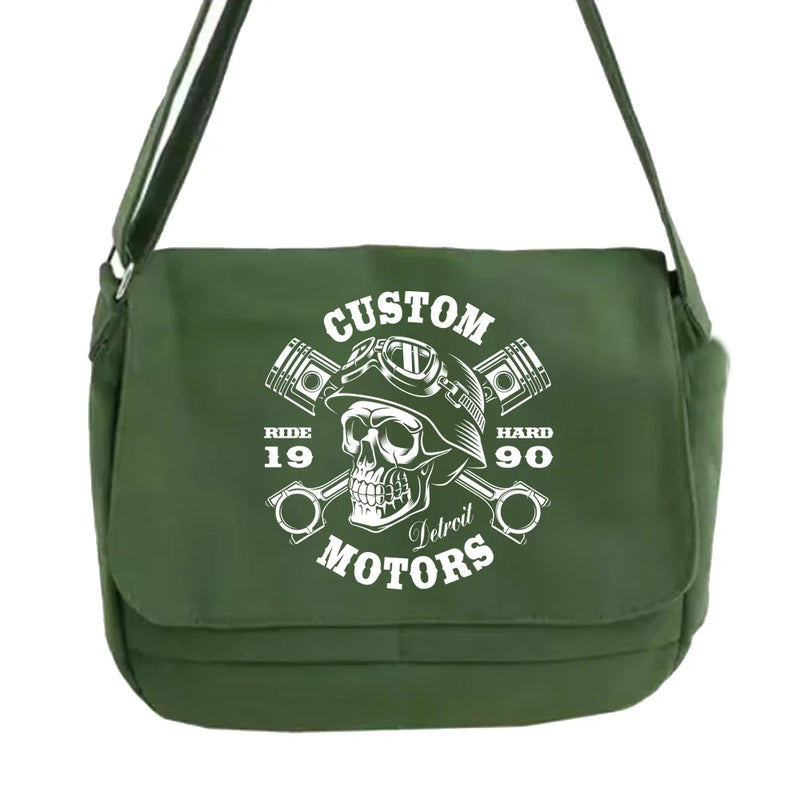 Skull Pattern Messenger Bag for Students