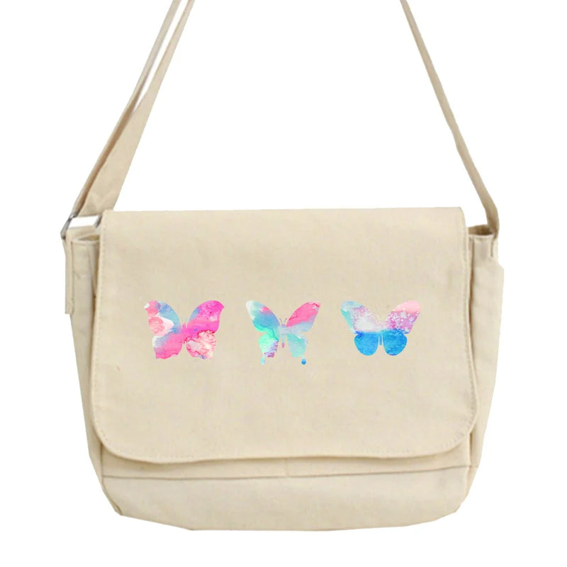 Retro Butterfly Pattern Messenger Bag Harajuku College Style