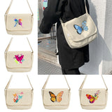 Retro Butterfly Pattern Messenger Bag Harajuku College Style