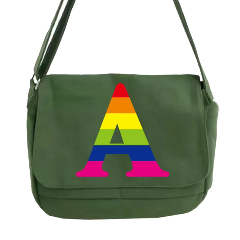 Reflective Rainbow Messenger Bag College Student Shoulder Bag
