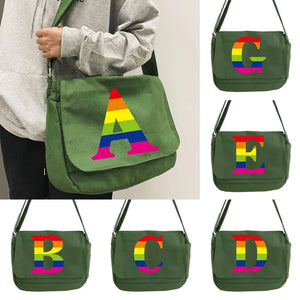 Reflective Rainbow Messenger Bag College Student Shoulder Bag