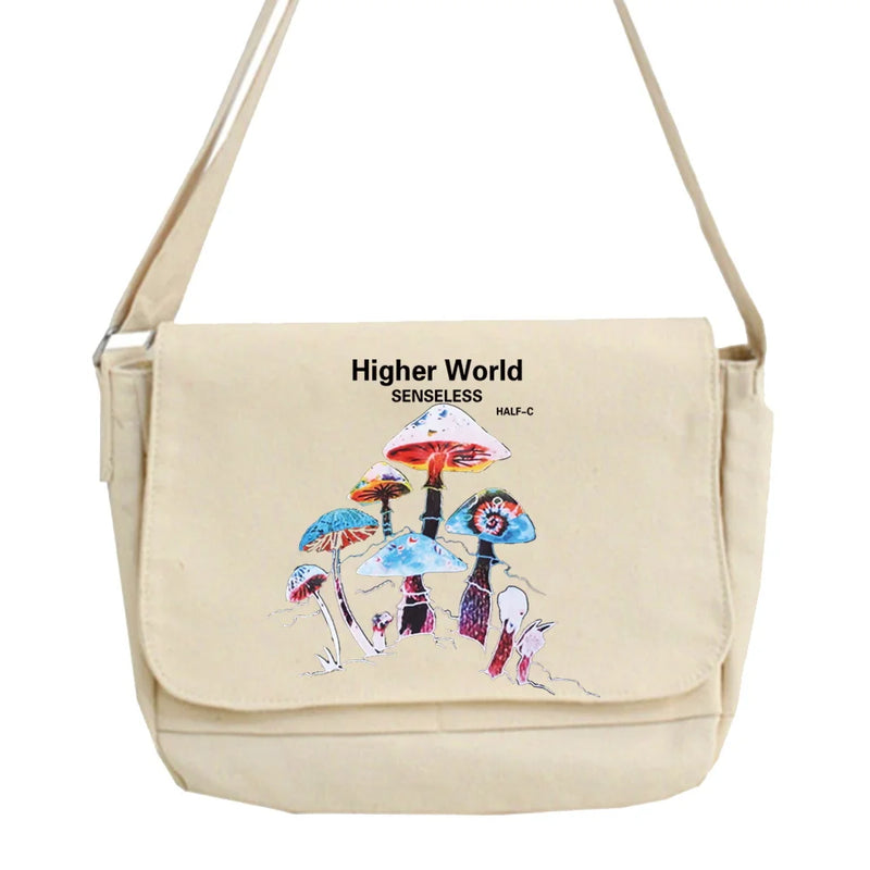 Harajuku Style Portable Messenger Bag with Mushroom Pattern