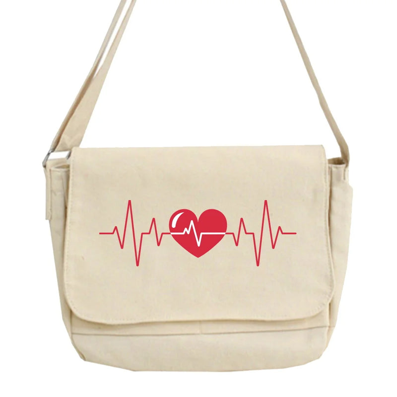 Youth Tooling Messenger Bag Love Pattern Portable One-shoulder