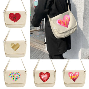 Youth Tooling Messenger Bag Love Pattern Portable One-shoulder