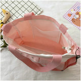 Canvas Messenger Tote Bag with Double Pocket