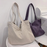 Corduroy Shoulder Bag Women Canvas Handbag Totes Schoolbag