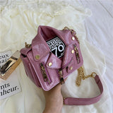 Rivet Zipper Leather Messenger Bag Shoulder Handbag