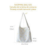 Embroidered Daisies Canvas Bag Women's Shoulder Handbag