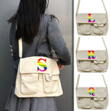 Rainbow Series Crossbody Bag Large Capacity Canvas Shoulder Bag