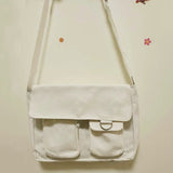 Canvas Butterfly Print Messenger Bag Large Capacity Tote Crossbody