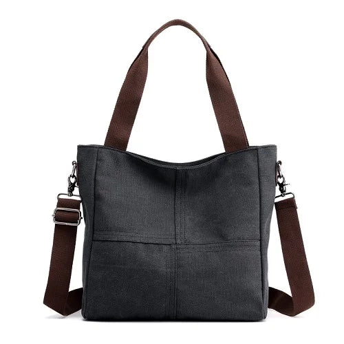 Solid Color Messenger Canvas Tote Bag for Teenage Women