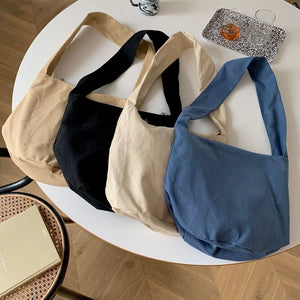 Canvas Messenger Shoulder Bag Large Capacity Shopping Casual Thick Strap