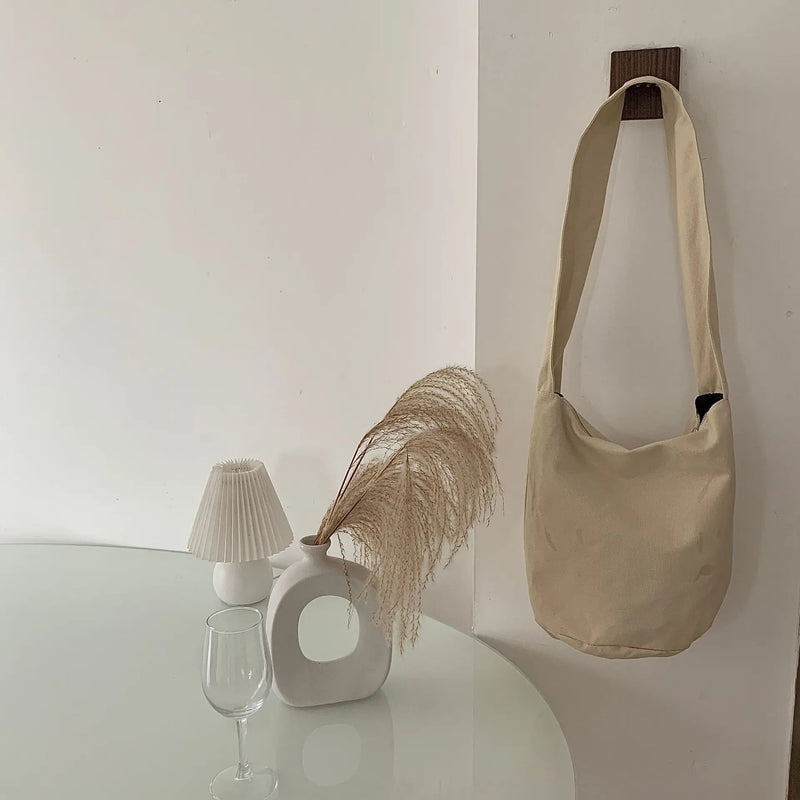 Canvas Messenger Shoulder Bag Large Capacity Shopping Casual Thick Strap