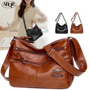 Soft Leather Messenger Bag European American Retro Style