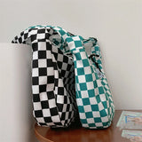 Plaid Shoulder Bag Women Casual Nylon Handbag Travel Shopper Zipper