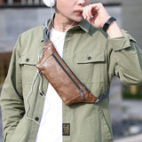 Vintage Leather Messenger Waist Bag Chest Pack for Men