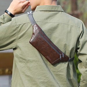 Vintage Leather Messenger Waist Bag Chest Pack for Men