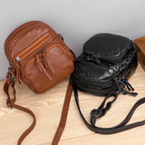 Soft Leather Shoulder Bag Multi-layer Large Capacity Phone Bag