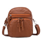 Soft Leather Shoulder Bag Multi-layer Large Capacity Phone Bag