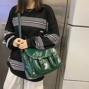 Large Capacity Messenger Bag for Women PU Shoulder Bag Crossbody Bag