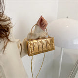 Silver PVC Box Shoulder Bag Evening Clutch Chain Crossbody Bags