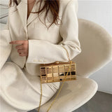 Silver PVC Box Shoulder Bag Evening Clutch Chain Crossbody Bags