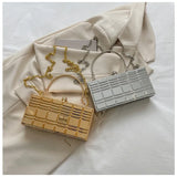 Silver PVC Box Shoulder Bag Evening Clutch Chain Crossbody Bags