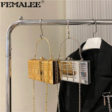 Silver PVC Box Shoulder Bag Evening Clutch Chain Crossbody Bags