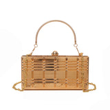Silver PVC Box Shoulder Bag Evening Clutch Chain Crossbody Bags