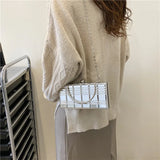 Silver PVC Box Shoulder Bag Evening Clutch Chain Crossbody Bags