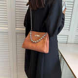 Metal Bead Chain Shoulder Bag Lady Underarm Crossbody Handbag