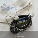 Metal Bead Chain Shoulder Bag Lady Underarm Crossbody Handbag