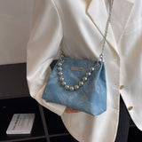 Metal Bead Chain Shoulder Bag Lady Underarm Crossbody Handbag