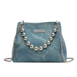 Metal Bead Chain Shoulder Bag Lady Underarm Crossbody Handbag