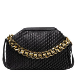 Metal Chain Cloud Clutch Crossbody Bag Leather