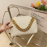 Metal Chain Cloud Clutch Crossbody Bag Leather
