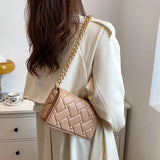 Quilted Leather Small Shoulder Bag Retro Clutch Handbag