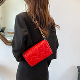 Quilted Leather Small Shoulder Bag Retro Clutch Handbag