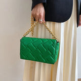 Quilted Leather Small Shoulder Bag Retro Clutch Handbag
